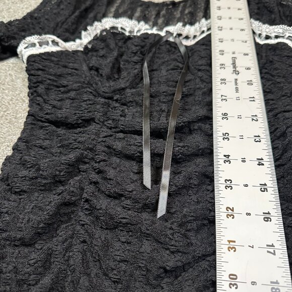 LoveShackFancy Evangelina Dress Ruched Stretchy Black White Lace Women's Small - Picture 6 of 8